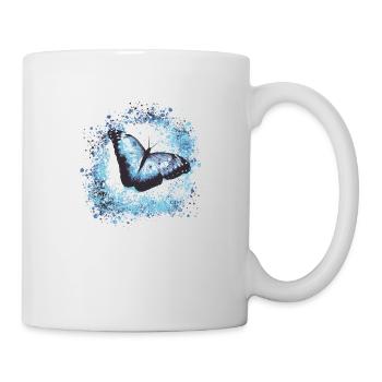 schmetterling ,blau ,graffiti,türkis,malerei - Tasse - Weiß - Rechts