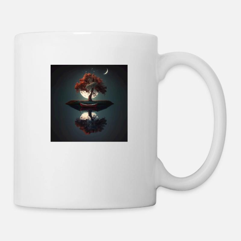 Verträumte Insel bei Nacht - Tasse - Weiß
