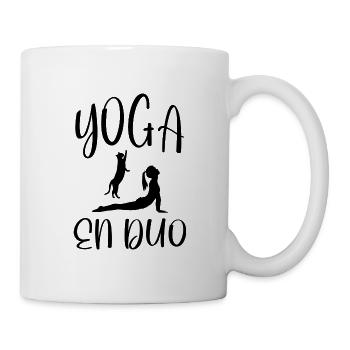 Yoga en duo avec mon chat. Cadeau humour yoga - Mug blanc - blanc - Droite