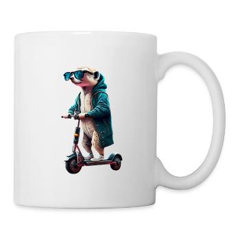 Escooting Erdmännchen Escooter Elektroroller - Tasse - Weiß - Rechts