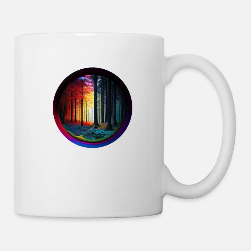 Blick in Wald bunt colorfull freigestellt - Tasse - Weiß