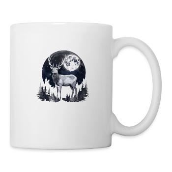 Hirsch Wald Mond Natur - Tasse - Weiß - Rechts