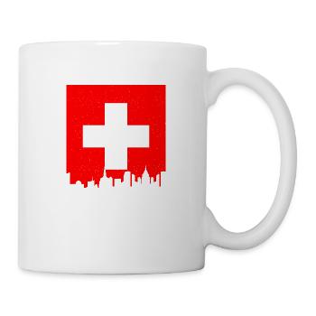 Switzerland Flag Vintage Cross Used Look Swiss - Mug - white - Right