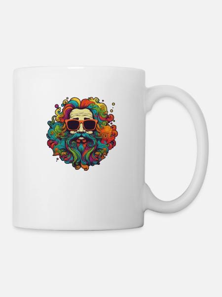 Buntes 70er Jahre Flower Power Hippie Design - Tasse - Weiß