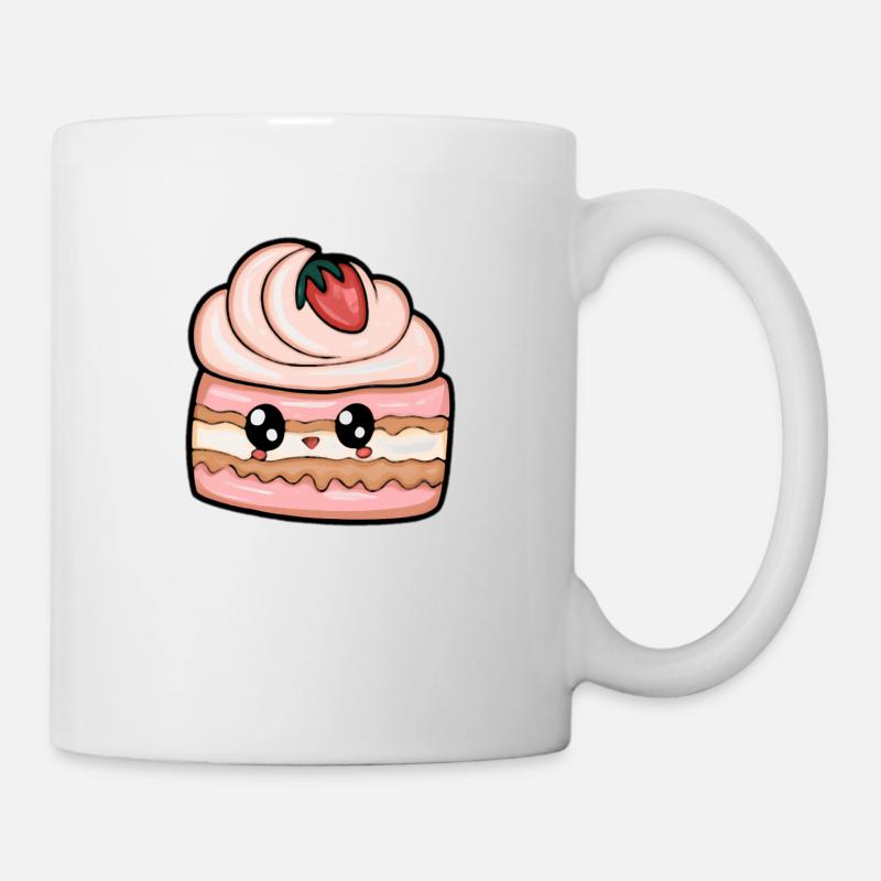 Leckeres Stück Erdbeerkuchen - Tasse - Weiß