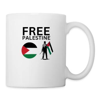 Free Palestine | Guy with palestine flag - Tasse - Weiß - Rechts