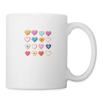 Colorful funny hearts, customizable - Mug - white - Right