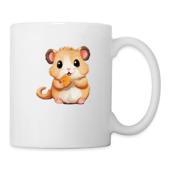 Un hamster mignon mange un biscuit pour les bébés et les enfants - Mug blanc - blanc - Droite