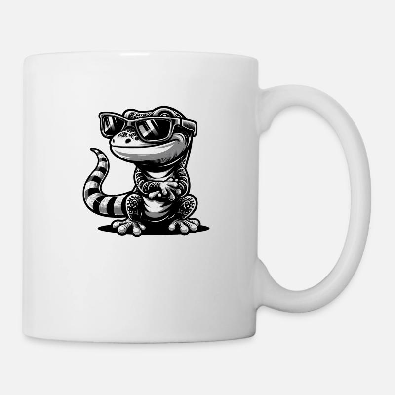 Gecko mit Sonnenbrille - Tasse - Weiß