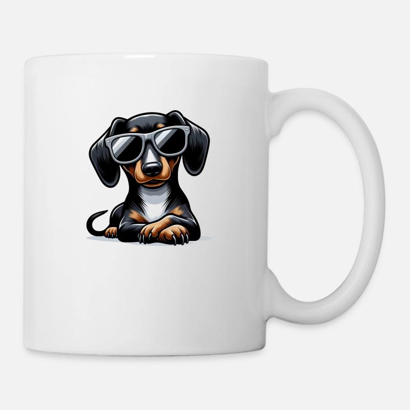 Chien mignon avec des lunettes de soleil - Mug blanc - blanc