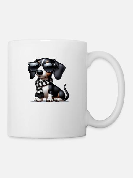 Chien mignon avec des lunettes de soleil - Mug blanc - blanc