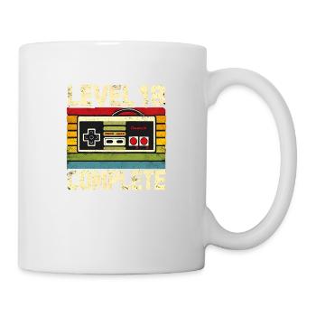 Level 18 Complete –Birthday T-shirt - Mug - white - Right