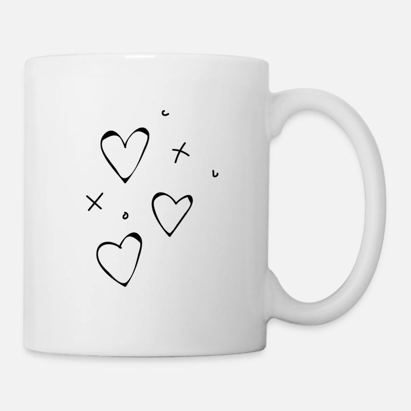 Heart – minimalist, handwriting, drawn - Mug - white