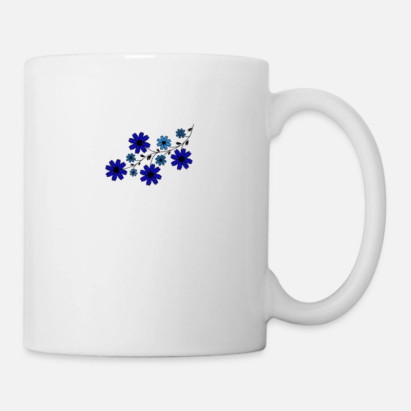 Fleurs bleues - Mug blanc - blanc