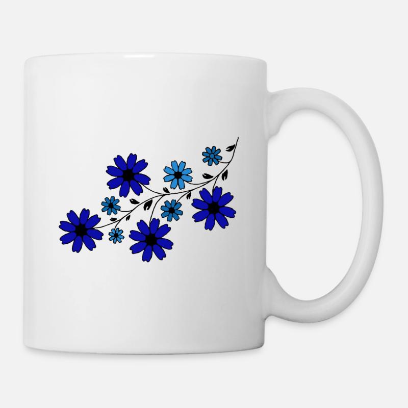 Fleurs bleues - Mug blanc - blanc