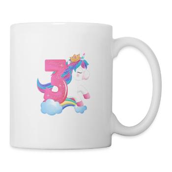 3. Geburtstag mit Einhorn-Motiv, rosa - Tasse - Weiß - Rechts