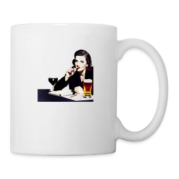 Woman with cigarette and beer - Mug - white - Right