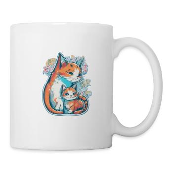 Familie Katzenfamilie Kawaii Bunt Graffiti - Tasse - Weiß - Rechts