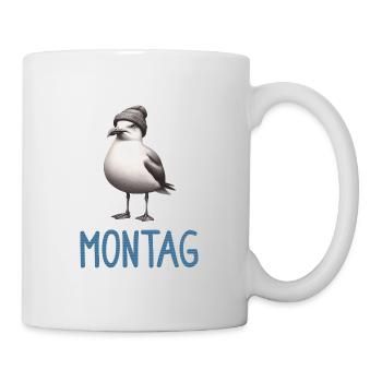 Endlich wieder Montag - Moin Möwe mit Beanie Mütze - Tasse - Weiß - Rechts