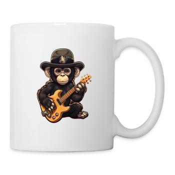 Affe Schimpanse spielt Acousitc Rock Gitarre - Tasse - Weiß - Rechts