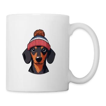 Chien teckel avec bonnet chapeau animal ami - Mug blanc - blanc - Droite