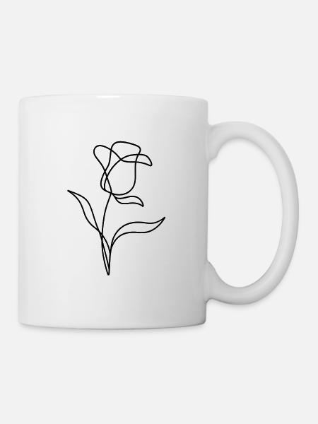 Schlichte Rose - Valentinstag Geschenk - Tasse - Weiß