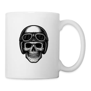 Flieger Totenschädel in schwarz-weiß - Tasse - Weiß - Rechts