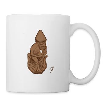Statue en bois de Thor - Art païen nordique - Mug blanc - blanc - Droite