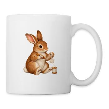 Kaninchen knüpft Occhi-Spitze - Tasse - Weiß - Rechts