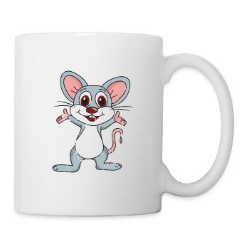 Retro Vintage Grunge Style Maus - Tasse - Weiß - Rechts