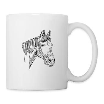 Hand-drawn horses head, illustration, riding - Mug - white - Right