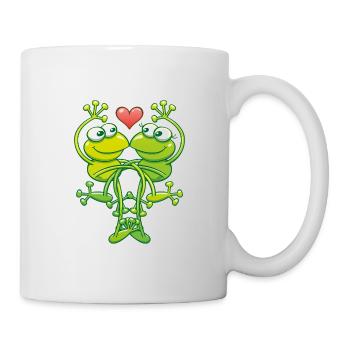 Grüne Frösche verlieben sich wahnsinnig - Tasse - Weiß - Rechts