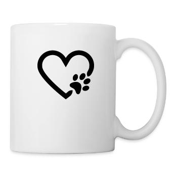 Hundepfote mit Herz - Tasse - Weiß - Rechts