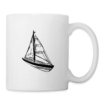 Kleines Segelboot mit Segeln - Tasse - Weiß - Rechts