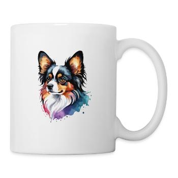 Papillon Hund niedlich niedlich Aquarell bunt - Tasse - Weiß - Rechts