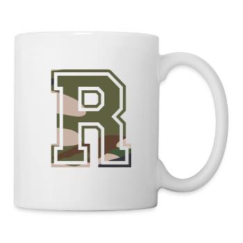 R, Monogram, Camouflage Green-Brown - Mug - white - Right