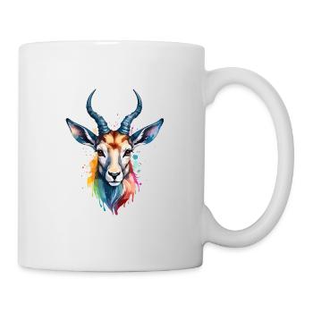Antilope Bunter Vogel Cooles Aquarell - Tasse - Weiß - Rechts