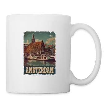 Vintage Amsterdam Kanal Niederlande Holland - Tasse - Weiß - Rechts