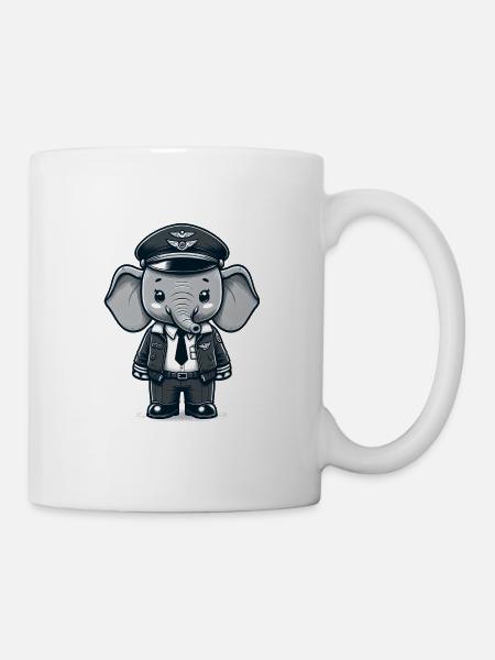 Cute Elephant Pilot - Tasse - Weiß