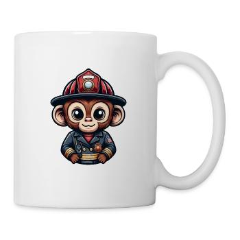 Cute Monkey Firefighter - Mug - white - Right