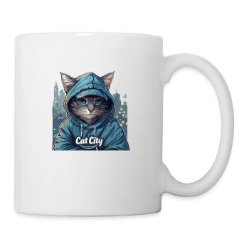 Schnurrige Trends: Katzen Stadt Fashion für Trends - Tasse - Weiß - Rechts