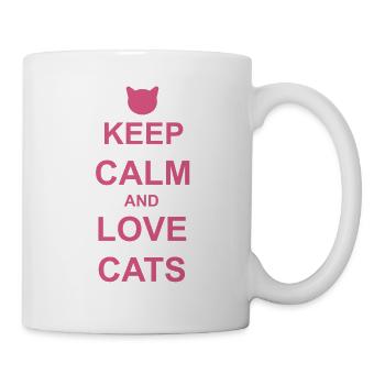 Behalten Sie Ruhe und Liebe-Katzen - Rosa - Tasse - Weiß - Rechts