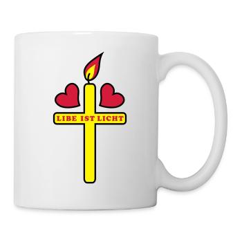 Herzen + Kreuz Liebe ist Licht 3c Spruch Sprüche - Tasse - Weiß - Rechts