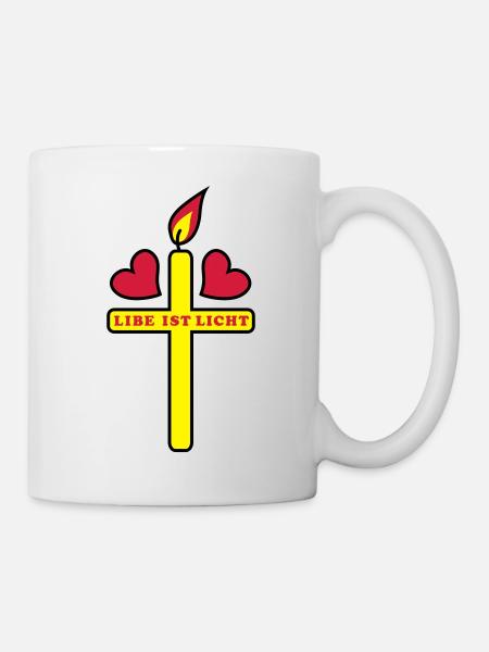 Love heart + cross 3c light - Mug - white