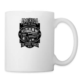 Amérique fonctionne sur Diesel - Mug blanc - blanc - Droite