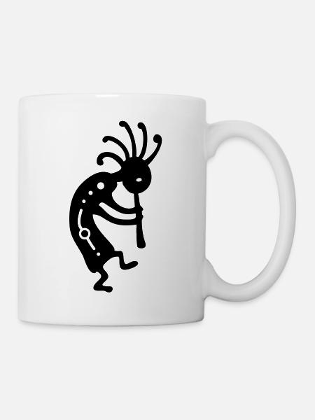 Indianischer Glücksbringer Kokopelli - Tasse - Weiß