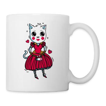 Cat in love in red dress - Mug - white - Right