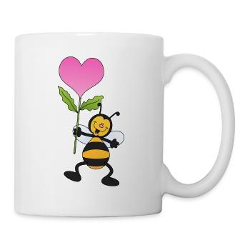 Biene mit Herz Blume - Tasse - Weiß - Rechts