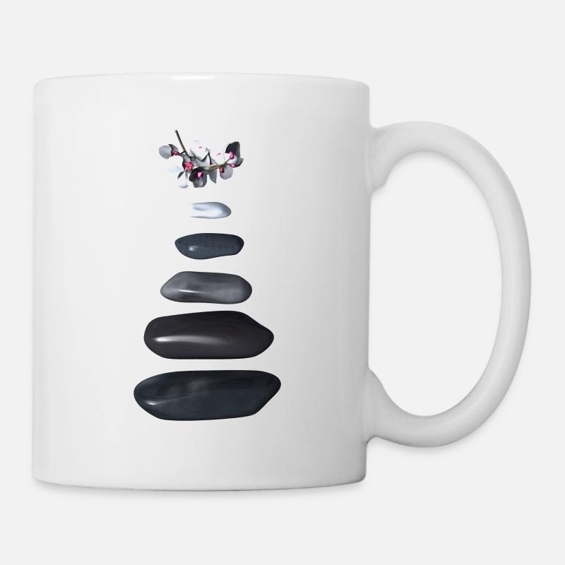 Galets et orchidées zen - Mug blanc - blanc