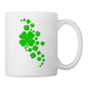 Klee Ornament fliegende Kleeblätter Glück - Tasse - Weiß - Rechts